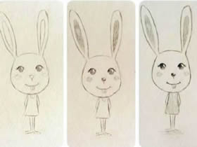 可爱的卡通兔子铅笔画画法教程