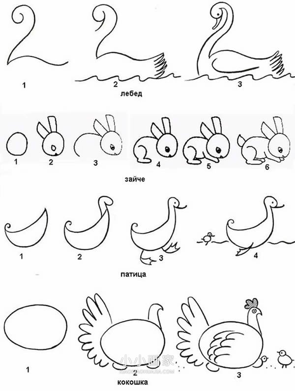 四种小动物的简笔画画法图片步骤