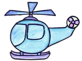 彩色直升飞机简笔画画法图片步骤