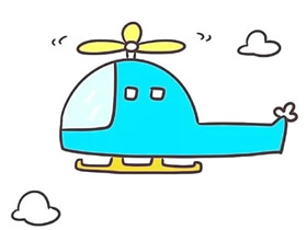 彩色可爱直升飞机简笔画画法图片步骤
