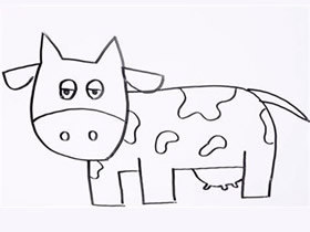 逗趣奶牛简笔画画法图片步骤