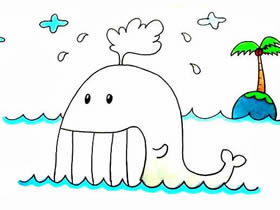 笑嘻嘻的鲸鱼简笔画画法图片步骤