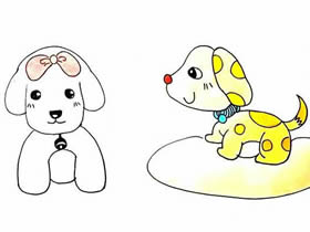 两只可爱狗狗简笔画画法图片步骤