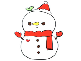 可爱的圣诞雪人简笔画画法图片步骤
