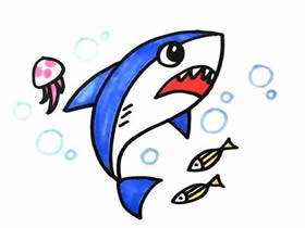 可怕鲨鱼简笔画画法图片步骤