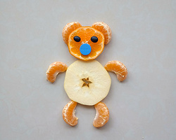 幼儿创意手工手工贴画制作图片 用橘子和苹果制作小熊教程