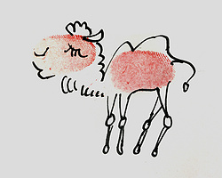 儿童手指纹画动物—骆驼的画法图解