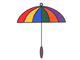 五颜六色雨伞简笔画画法图片步骤