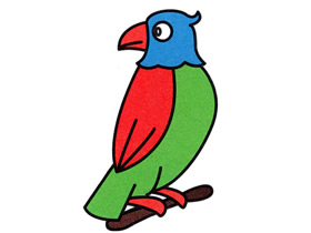 站在枝头的鹦鹉简笔画画法图片步骤