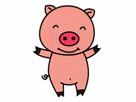 可爱小猪简笔画画法图片步骤