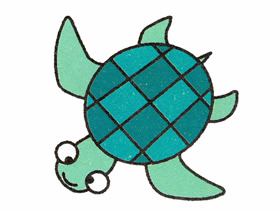 彩色小海龟简笔画画法图片步骤
