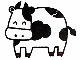 笑眯眯奶牛简笔画画法图片步骤