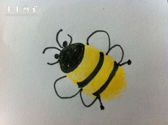 可爱小蜜蜂手指画图片教程- xiaoxiaohuajia.rouding.cn