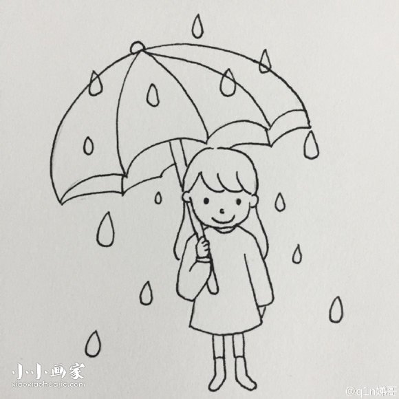 下雨了简笔画打伞图片