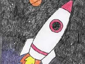 探索太空的宇宙飞船简笔画画法图片步骤