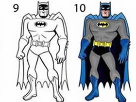 彩色站立的蝙蝠侠简笔画画法图片步骤