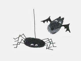 可爱的蜘蛛和蝙蝠手指画图片教程