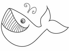 咧嘴笑的鲸鱼简笔画画法图片步骤