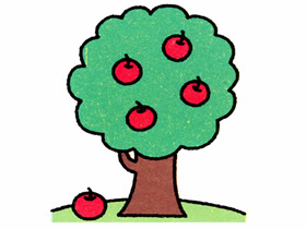 苹果树简笔画画法图片步骤