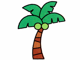 彩色椰树简笔画画法图片步骤