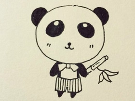 卡通小熊猫简笔画画法图片步骤