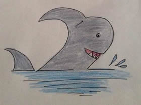 数字22简笔画鲨鱼的画法图片步骤
