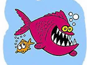 可怕的大鱼简笔画画法图片步骤