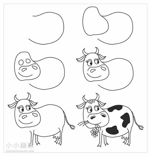 小牛吃草图片简笔画图片