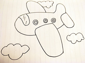 云层中的飞机简笔画画法图片步骤