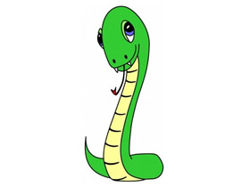彩色的大蛇简笔画画法图片步骤