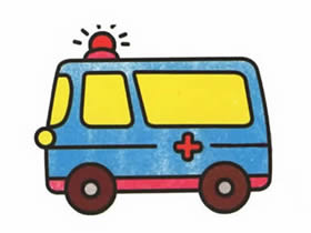 彩色救护车简笔画画法图片步骤