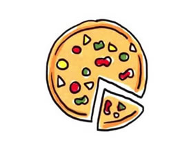 彩色披萨简笔画画法图片步骤