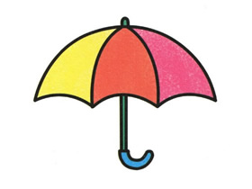 彩色雨伞简笔画画法图片步骤