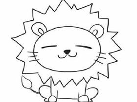 黑白卡通狮子简笔画画法图片步骤