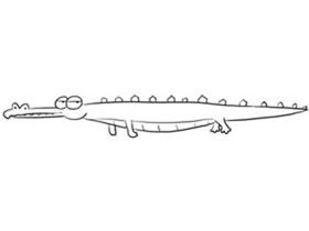 古怪的卡通鳄鱼简笔画画法图片步骤