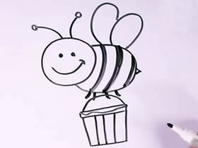 采蜜的蜜蜂简笔画画法图片步骤