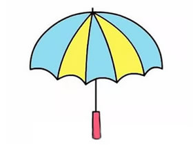 彩色小雨伞简笔画画法图片步骤