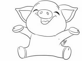 开心的小猪简笔画画法图片步骤