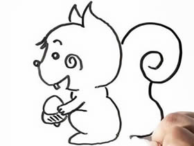 手拿榛子的松鼠简笔画画法图片步骤