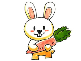 抱着胡萝卜的小兔子简笔画画法图片步骤