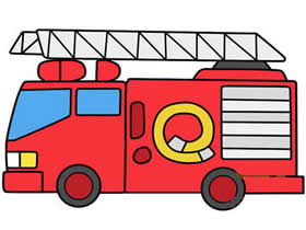彩色消防车简笔画画法图片步骤