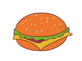 彩色汉堡包简笔画画法图片步骤