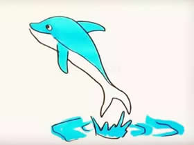 跃出水的海豚简笔画画法图片步骤