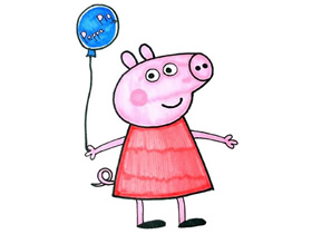 拿气球的小猪佩奇简笔画画法图片步骤