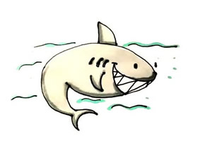水中鲨鱼简笔画画法图片步骤
