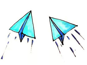 飞行的纸飞机简笔画画法图片步骤
