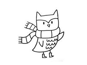 围围巾的猫头鹰简笔画画法图片步骤